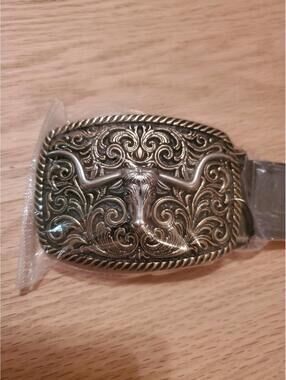 Western Style Belt with Bull Head Buckle